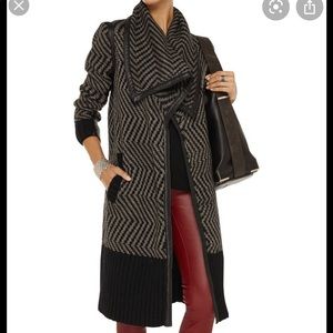 Sinclair Leather Trimmed Knitted Cardi Coat
